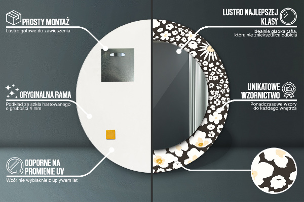 Tiskano ogledalo Stokrotka Slonokoščena