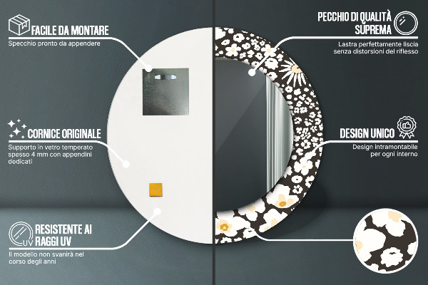 Tiskano ogledalo Stokrotka Slonokoščena