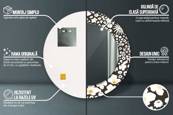 Tiskano ogledalo Stokrotka Slonokoščena