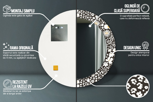 Tiskano ogledalo Stokrotka Slonokoščena