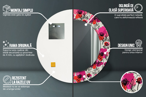 Tiskano ogledalo Roza maki