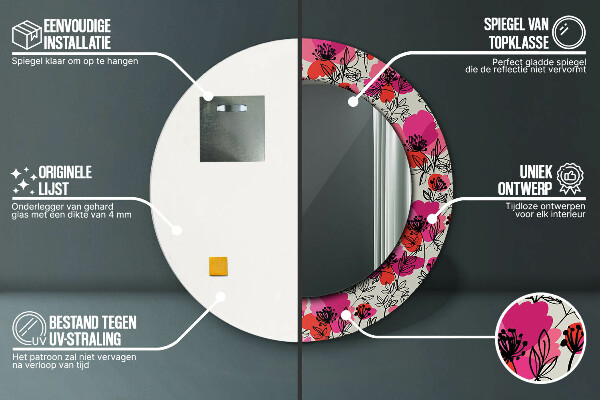 Tiskano ogledalo Roza maki