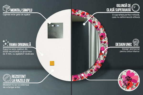 Tiskano ogledalo Roza maki