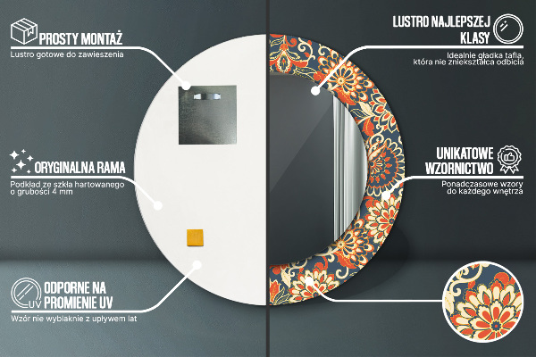 Ogledalo s potiskanim okvirjem Ilustracija cvetnega leta