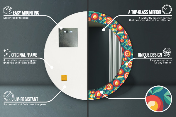 Ogledalo z okrasnim okvirjem Geometrijsko sadje in listi