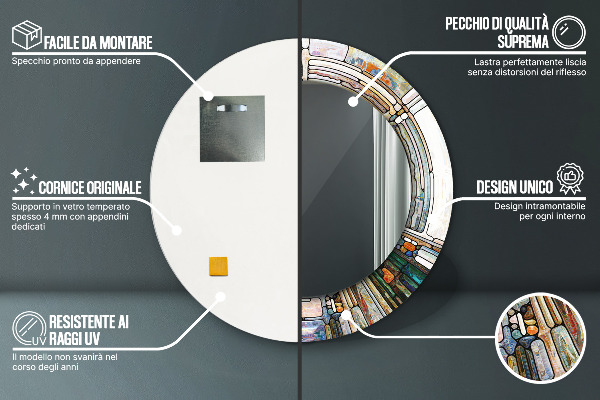 Okrasno ogledalo Izvlečno vitražno steklo