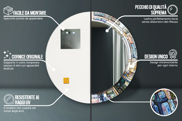 Okrasno ogledalo Izvlečno vitražno steklo