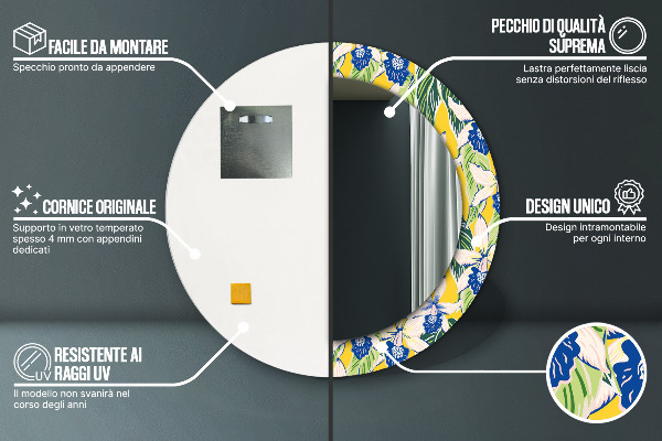 Okrasno ogledalo Modra in rumena orhideja