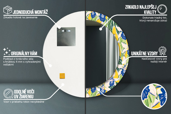 Okrasno ogledalo Modra in rumena orhideja