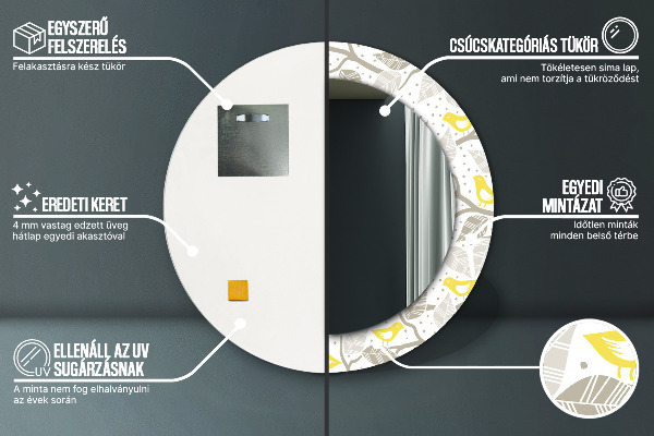 Dekorativno ogledalo Rumene ptice na vejah