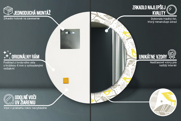 Dekorativno ogledalo Rumene ptice na vejah