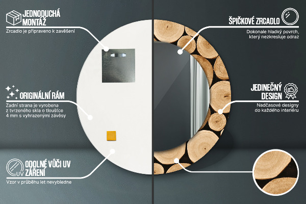 Ogledalo z okrasnim okvirjem Leseni hlodi