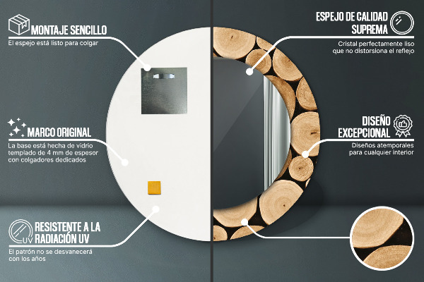 Ogledalo z okrasnim okvirjem Leseni hlodi