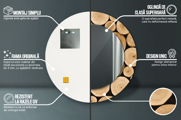 Ogledalo z okrasnim okvirjem Leseni hlodi