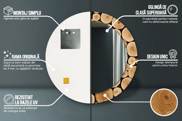 Ogledalo z okrasnim okvirjem Leseni hlodi