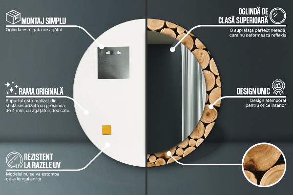 Ogledalo z okrasnim okvirjem Leseni hlodi