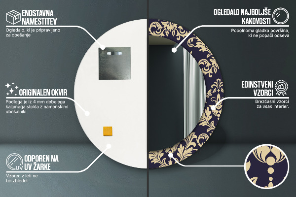 Ogledalo z okrasnim okvirjem Cvetni vzorec