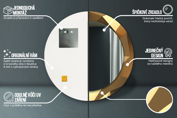 Tiskano ogledalo Zlata abstrakcija