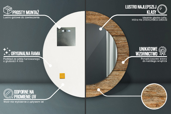 Ogledalo s potiskanim okvirjem Stari les