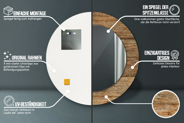 Ogledalo s potiskanim okvirjem Stari les