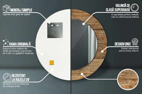 Ogledalo s potiskanim okvirjem Stari les