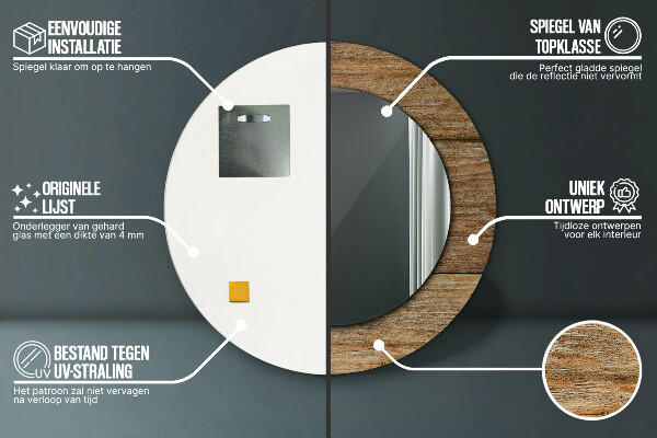 Ogledalo s potiskanim okvirjem Stari les