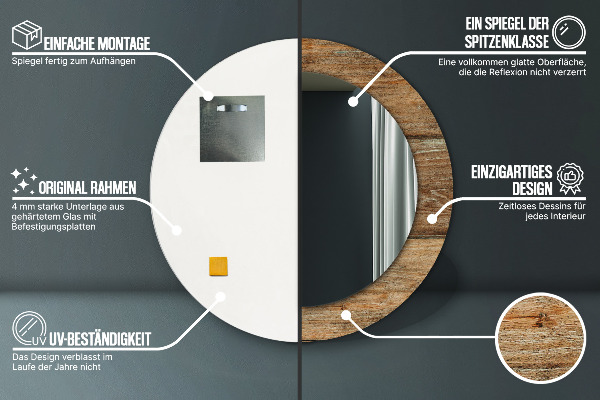 Ogledalo s potiskanim okvirjem Stari les