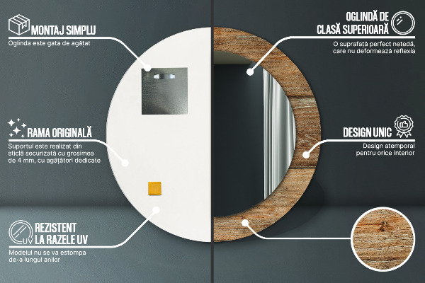 Ogledalo s potiskanim okvirjem Stari les