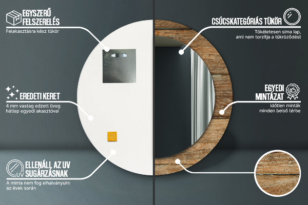 Ogledalo s potiskanim okvirjem Stari les