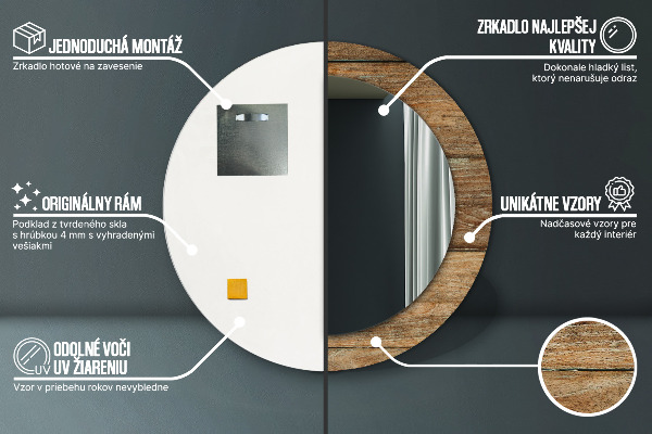 Ogledalo s potiskanim okvirjem Stari les