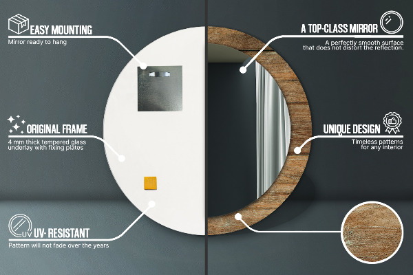 Ogledalo s potiskanim okvirjem Stari les