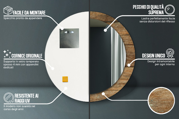 Ogledalo s potiskanim okvirjem Stari les