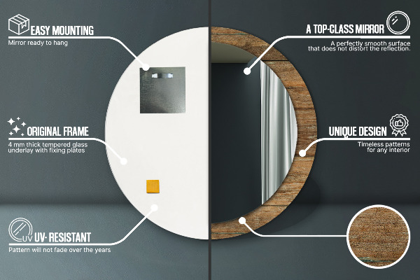 Ogledalo s potiskanim okvirjem Stari les