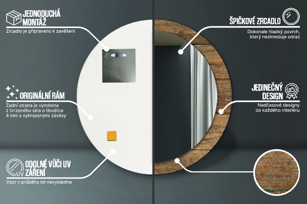 Ogledalo s potiskanim okvirjem Stari les