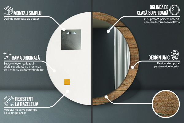 Ogledalo s potiskanim okvirjem Stari les