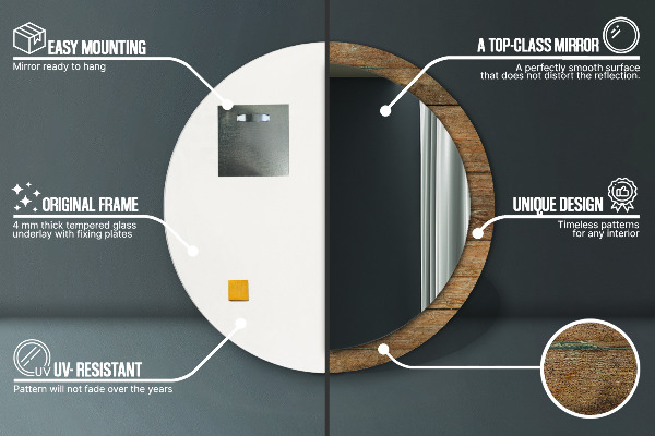 Ogledalo s potiskanim okvirjem Stari les