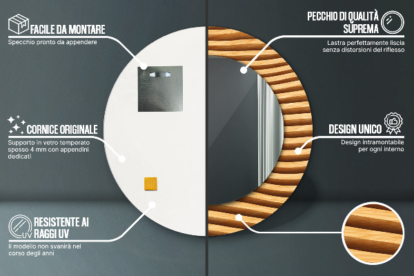 Dekorativno ogledalo Leseni val