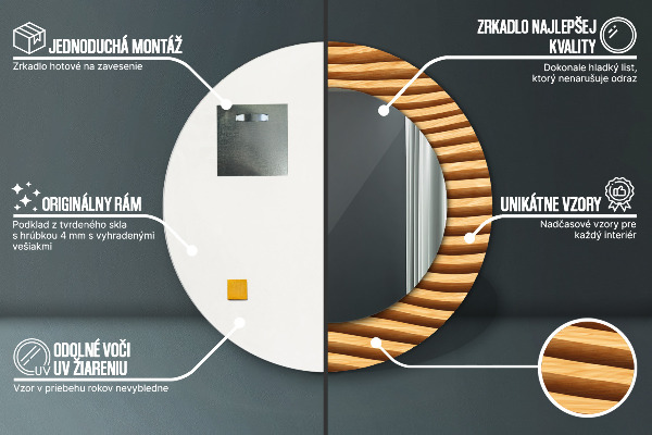 Dekorativno ogledalo Leseni val