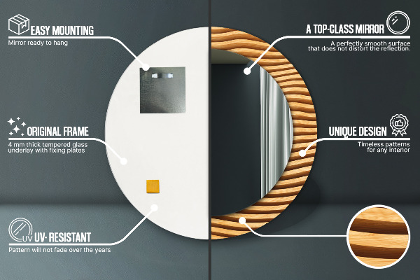 Dekorativno ogledalo Leseni val