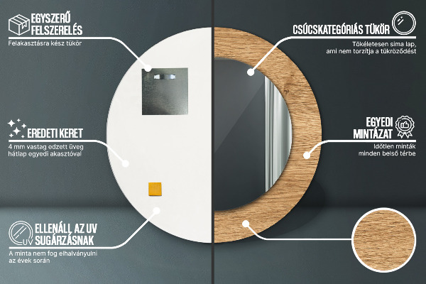 Ogledalo z okrasnim okvirjem Lesena tekstura