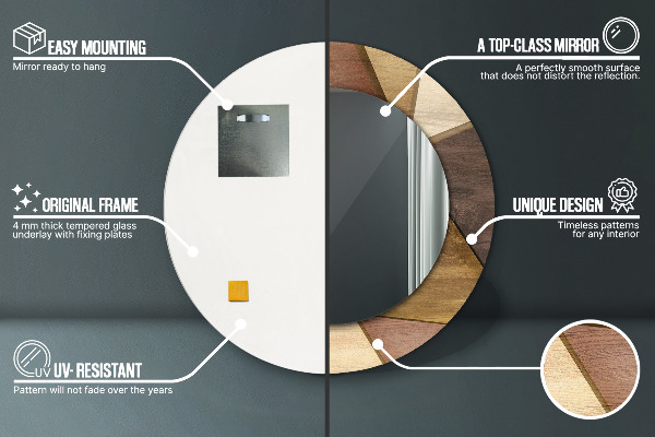 Ogledalo z okrasnim okvirjem Geometrijski 3D les