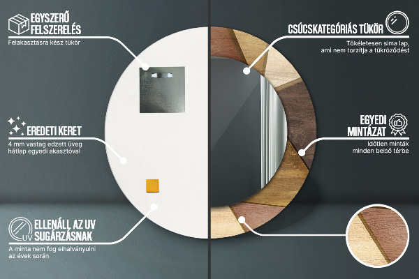 Ogledalo z okrasnim okvirjem Geometrijski 3D les