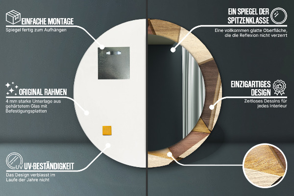 Ogledalo z okrasnim okvirjem Geometrijski 3D les