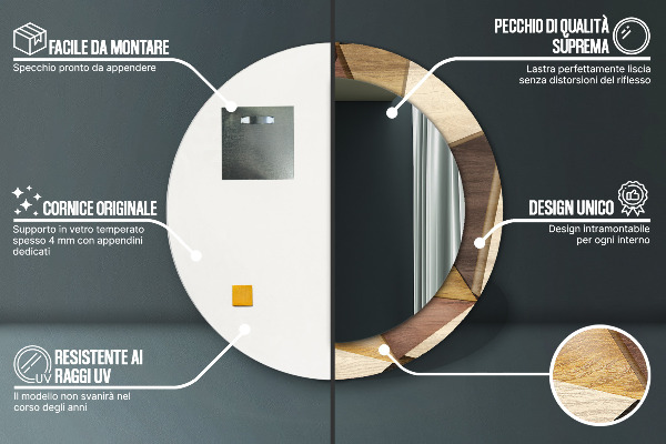 Ogledalo z okrasnim okvirjem Geometrijski 3D les