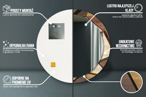 Ogledalo z okrasnim okvirjem Geometrijski 3D les