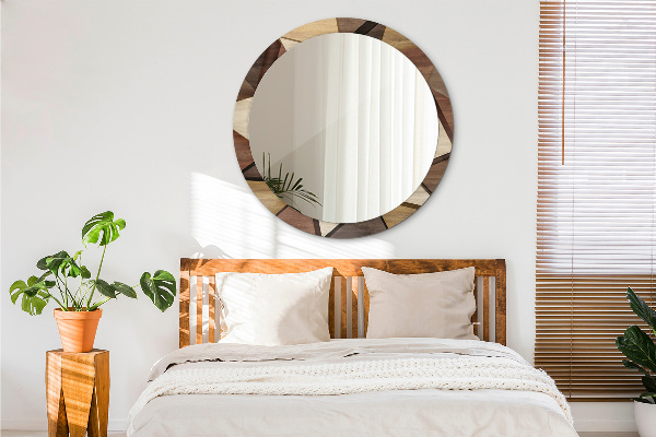 Ogledalo z okrasnim okvirjem Geometrijski 3D les