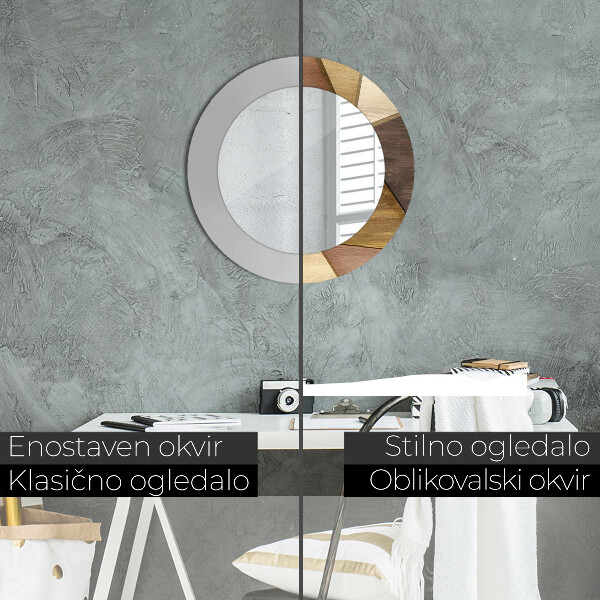 Ogledalo z okrasnim okvirjem Geometrijski 3D les