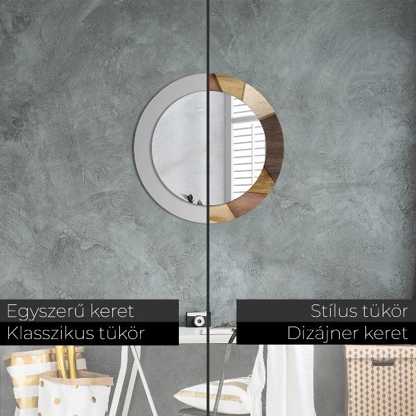 Ogledalo z okrasnim okvirjem Geometrijski 3D les