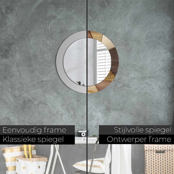 Ogledalo z okrasnim okvirjem Geometrijski 3D les