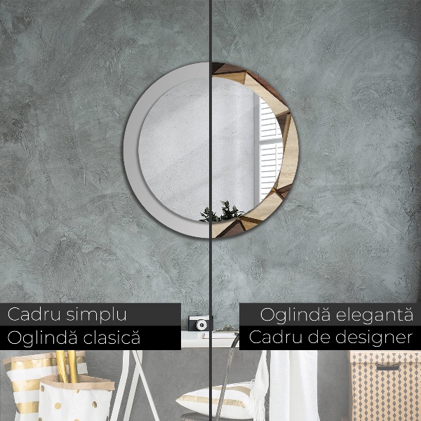 Ogledalo z okrasnim okvirjem Geometrijski 3D les